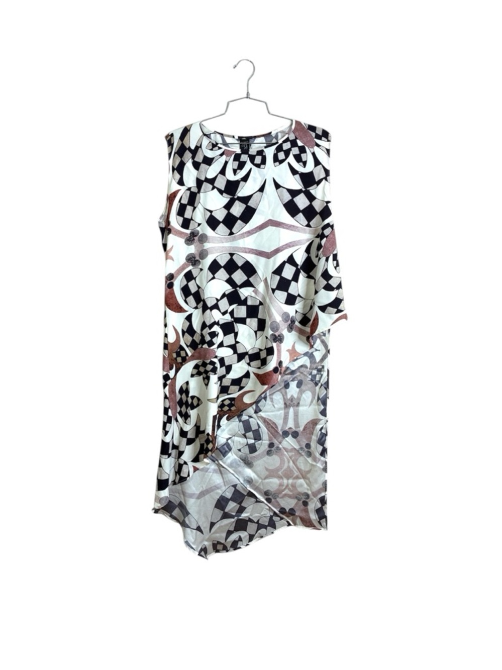 Zero + Maria Cornejo Abstract Sleeveless Asymmetrical Hem Silk Blouse Size 6